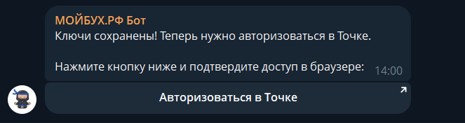 Кнопка «Авторизоваться в Точке»